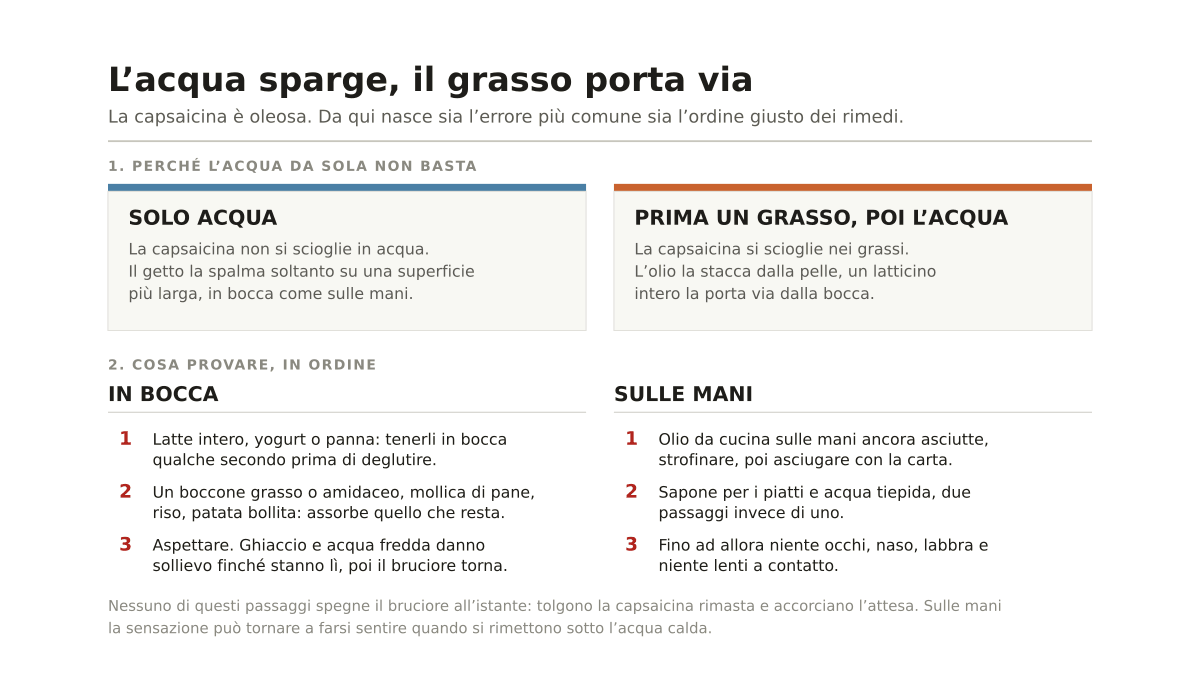 Come togliere il piccante dalle mani e dalla bocca (e cosa non funziona)