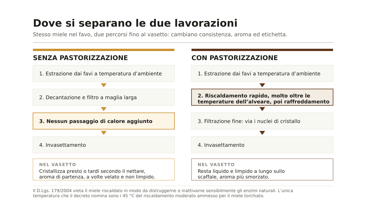 Miele non pastorizzato cosa significa, e che differenza si vede nel vasetto